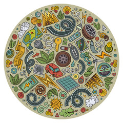 Colorful vector set of Electric cars cartoon doodle objects