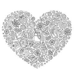 Vector set of Honey cartoon doodle objects