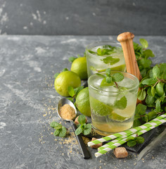Fresh cocktail with mint and lime