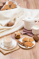 Cookies and tea with milk