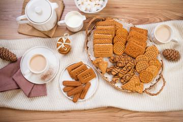 Cookies and tea with milk