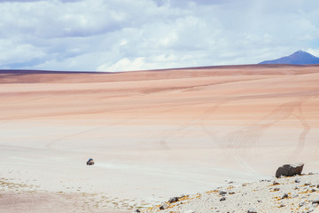 Car in the Altiplano desert