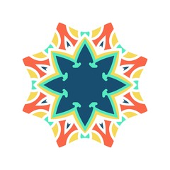 Kaleidoscope big bud. Oriental pattern illustration. Flower background