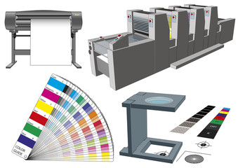 Set of graphic arts tools and machinery for commercial print