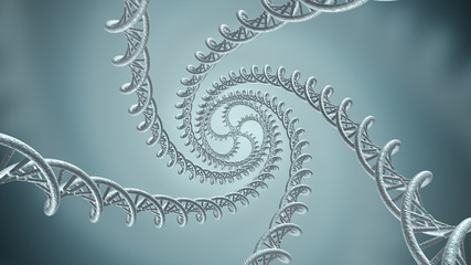 Genetic DNA strands swirl 3D rendering