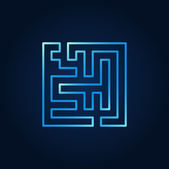 Line maze blue icon