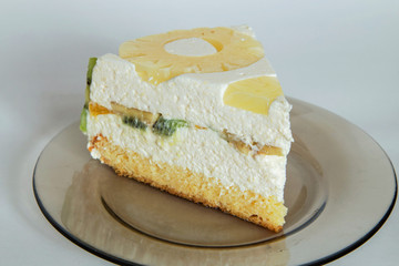 Homemade diplomatico cake desert with fruits