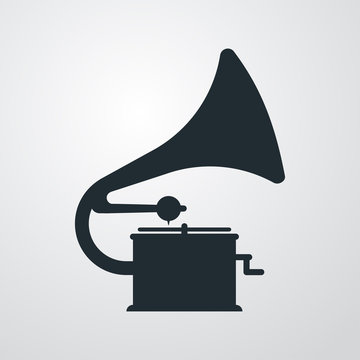 Icono plano gramofono en fondo degradado