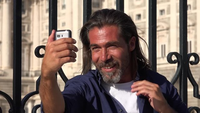 Caucasian Man Taking Selfy