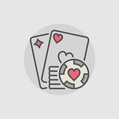 Playing cards and casino chips icon