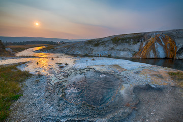 Bubbling geothermal pool in Yellowstone 