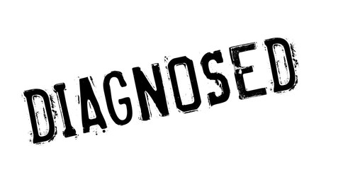 Diagnosed rubber stamp. Grunge design with dust scratches. Effects can be easily removed for a clean, crisp look. Color is easily changed.