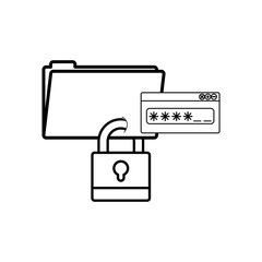 Padlock and password icon. Security system warning and protection theme. Isolated design. Vector illustration