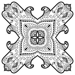 Vector henna tatoo mandala. Mehndi style.Decorative pattern in oriental style. Coloring book page.