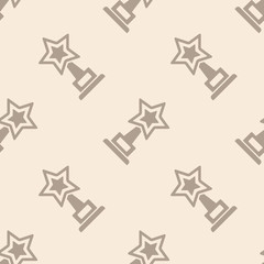 Obraz premium Trophy star cup and award icon seamless pattern, tiling vintage ornament. Vector illustration