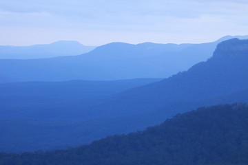 Layers of mountains at dusk, Blue Mountains, NSW, Australia