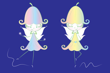 Cute ballet girls,on blue background