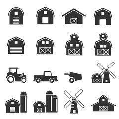 barn icon set vector illustration © ronnarid