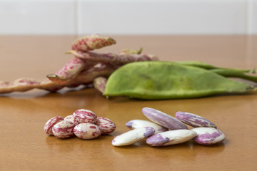 Preparing the beans in the kitchen