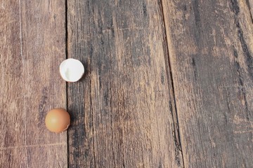 Shell of the egg on wooden table background