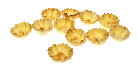Miniature phyllo shells on a white background.