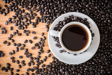 coffee cup and coffee beans