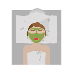 Woman with towel icon. Spa center healthy lifestyle and care theme. Isolated design. Vector illustration