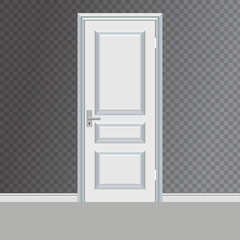 Closed white entrance door vector illustration