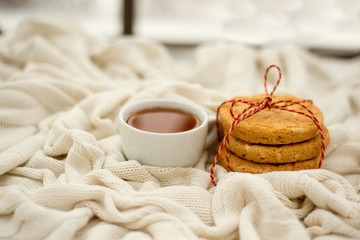 Cookies coffee wrapped in a scarf