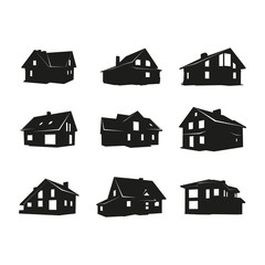 Set of vector icons on the theme of private homes.