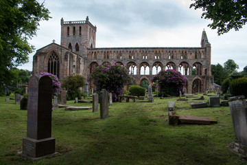 Fototapeta na wymiar Jedburgh Abbey with stones
