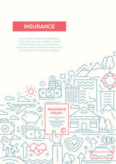 Fototapeta na wymiar Insurance - line design brochure poster template A4