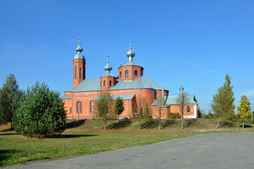 Orthodox brick church in Masty, Grodno, Belarus