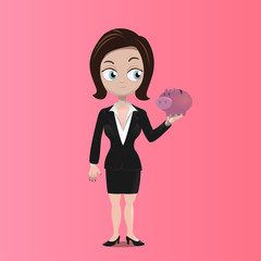 Obraz na płótnie Canvas Businesswoman with piggy bank