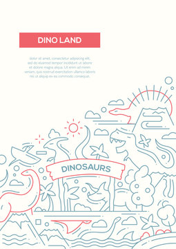 Dinoland - line design brochure poster template A4