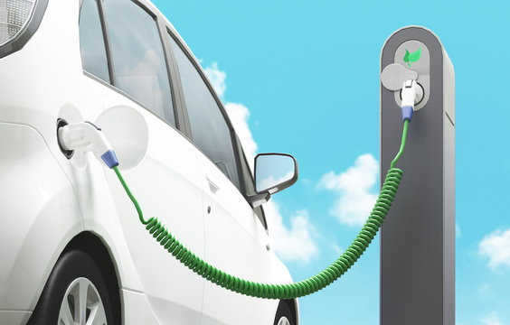 Automobile elettrica in carica energia pulita 