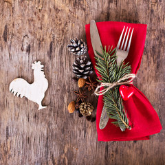 Table set with a winter, Christmas decoration