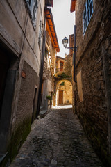 Fototapeta na wymiar Scorci del centro storico del borgo ligure di Apricale, Imperia, Liguria, Italia