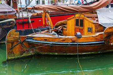 Fototapeta na wymiar antique sailboat in a harbor
