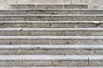 Ancient marble staircase, frontal view. Old staircase