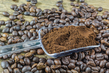 coffee bean on wooden