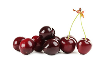 Ripe cherries isolated on a white background