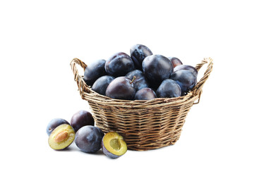 Tasty and ripe plums isolated on a white