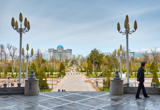 View on the central square of  Dushanbe, Tajikistan