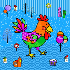 Rooster in style boho