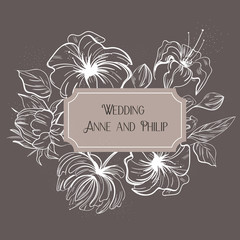 Vector vintage floral wreath. For wedding invitations or logo. Easy to edit.For invitations or announcements.