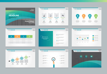 Page layout design template for business presentation page with page cover background design and infographic elements design - obrazy, fototapety, plakaty