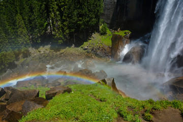 Yosemite Vernal Falls Waterfall with Rainbow