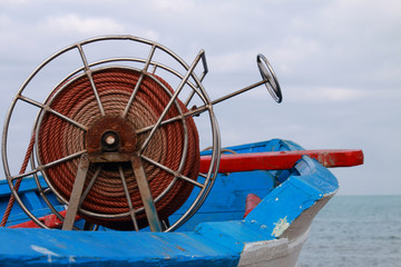 rope coil of a small fishing boat