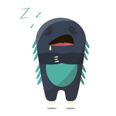 Set of sleepy boring tire monster in a flat style. Colorful sleepy characters - 131654975